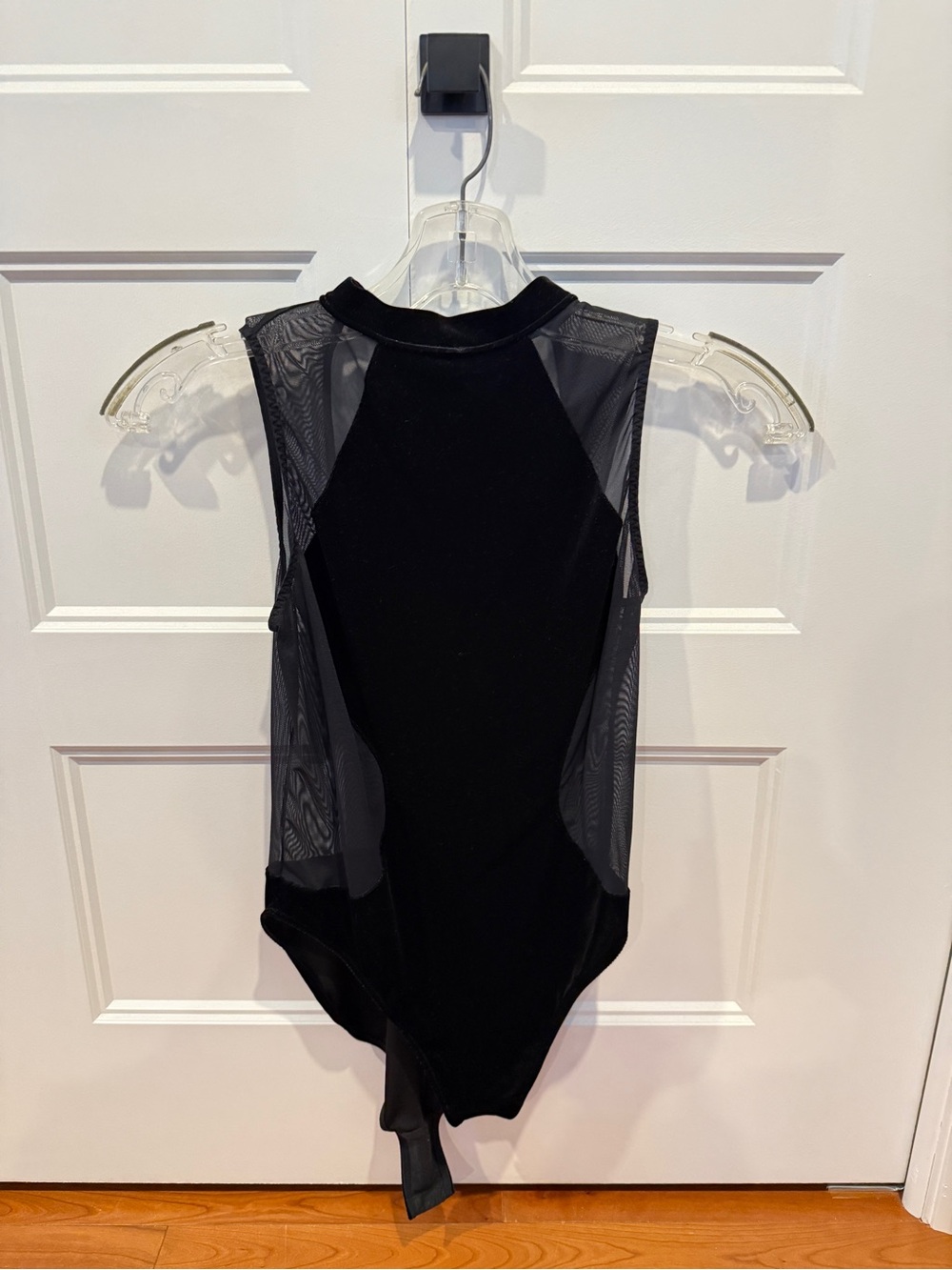 La SENZA Black Mesh-Panel Sleeveless Bodysuit